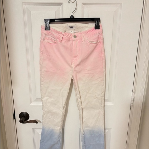 PAIGE Hoxton Slim Ombre Jeans Pink → White → Blue | Size 27 - Picture 3 of 9